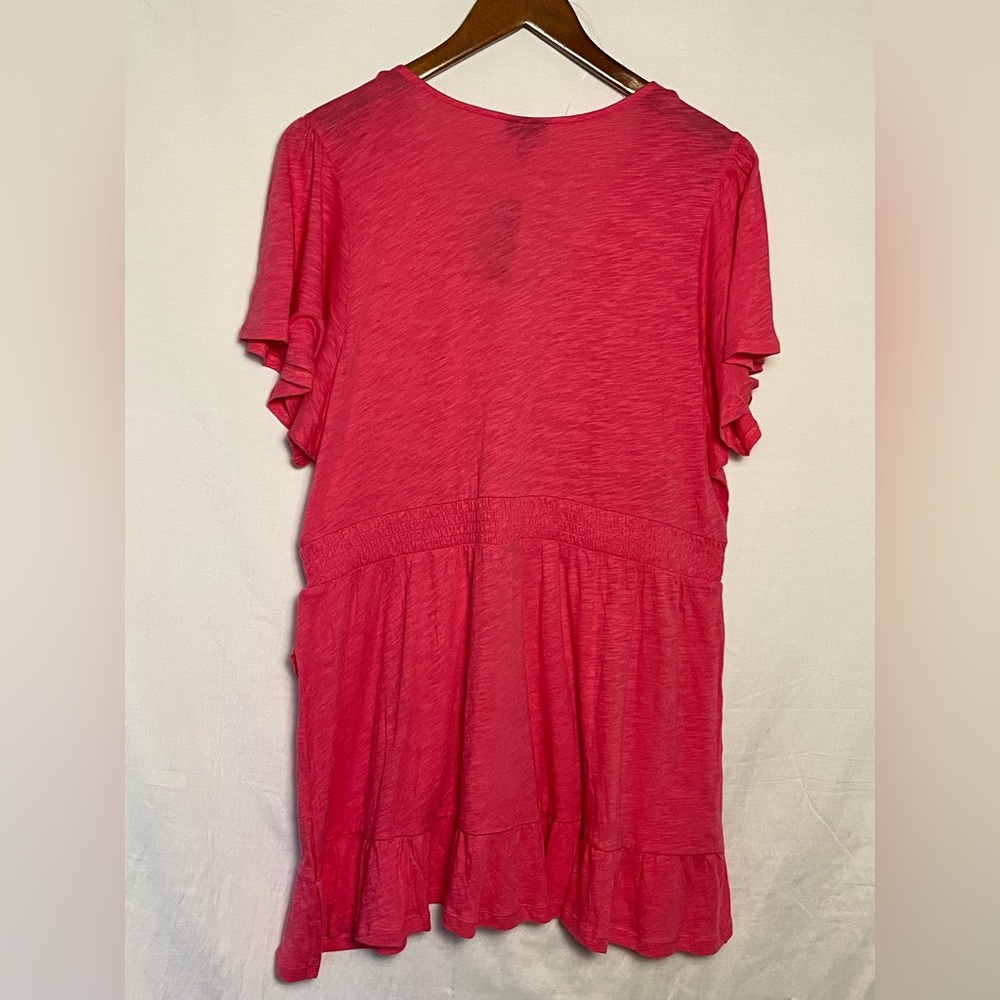NWT- Torrid Cotton Modal Slub Surplice Faux Wrap Top - Honeysuckle pink - Sz 2X - Picture 6 of 14